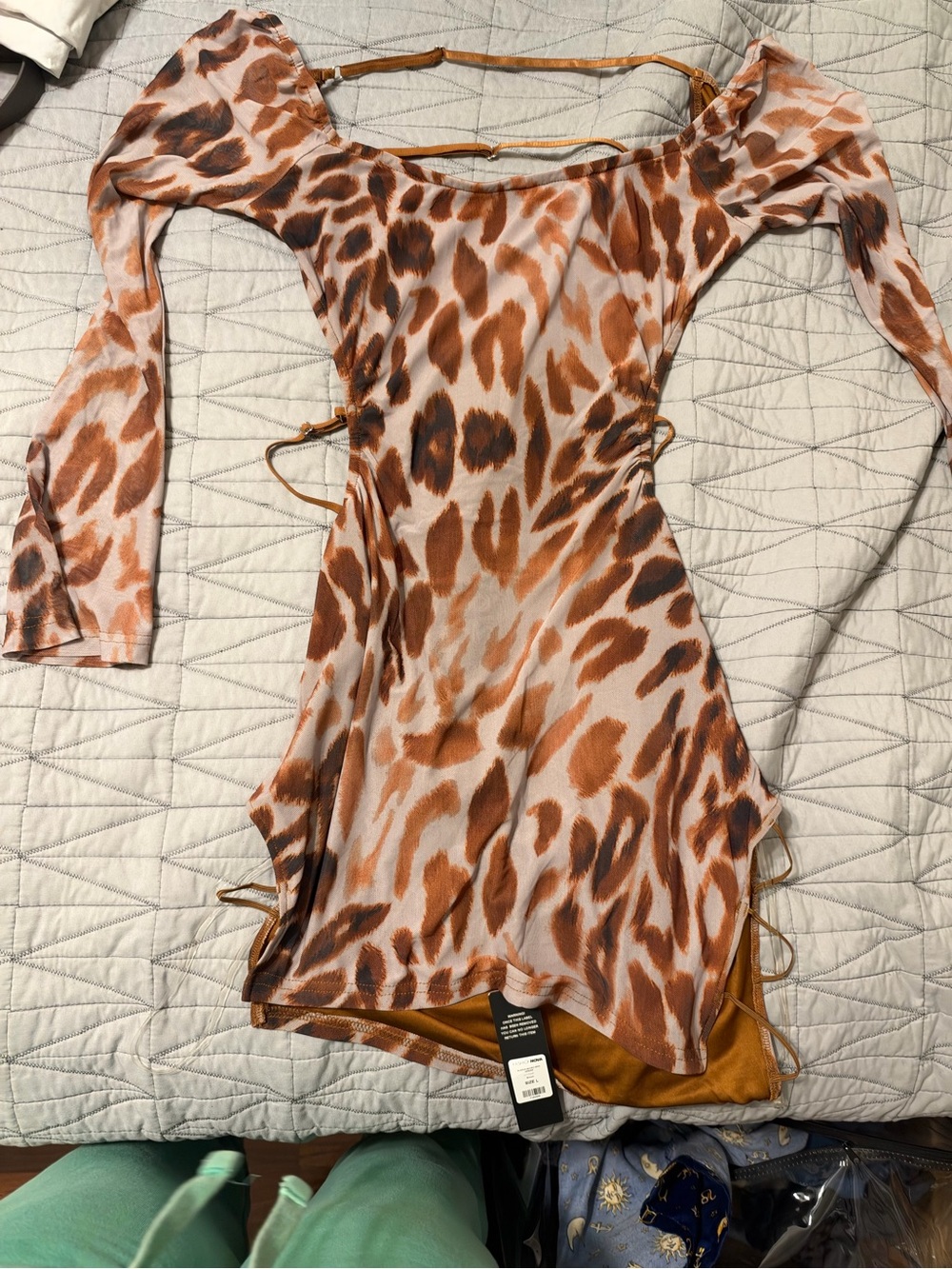 Fashion Nova Alexia Leopard Print Micro Mini Dress  Brown Size L